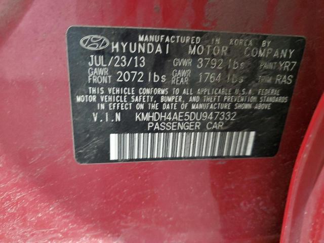 KMHDH4AE5DU947332 - 2013 HYUNDAI ELANTRA GLS RED photo 13