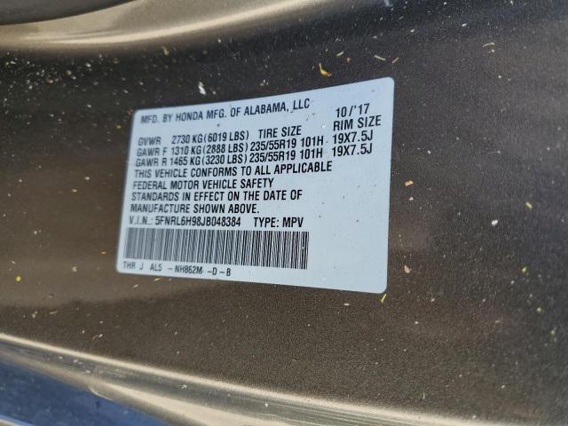 5FNRL6H98JB048384 - 2018 HONDA ODYSSEY ELITE Grafito foto 12