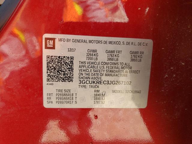 3GCUKREC3JG267102 - 2018 CHEVROLET SLVRD K1500 LT RED photo 12