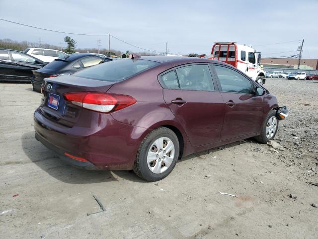 3KPFK4A76HE141696 - 2017 KIA FORTE LX BURGUNDY photo 3