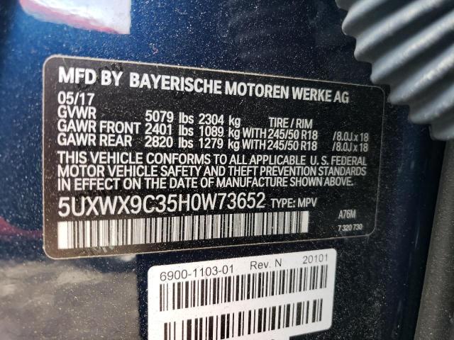 5UXWX9C35H0W73652 - 2017 BMW X3 XDRIVE28I BLUE photo 14