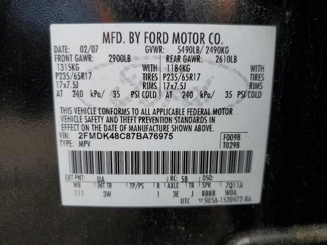 2FMDK48C87BA76975 - 2007 FORD EDGE SEL BLACK photo 13