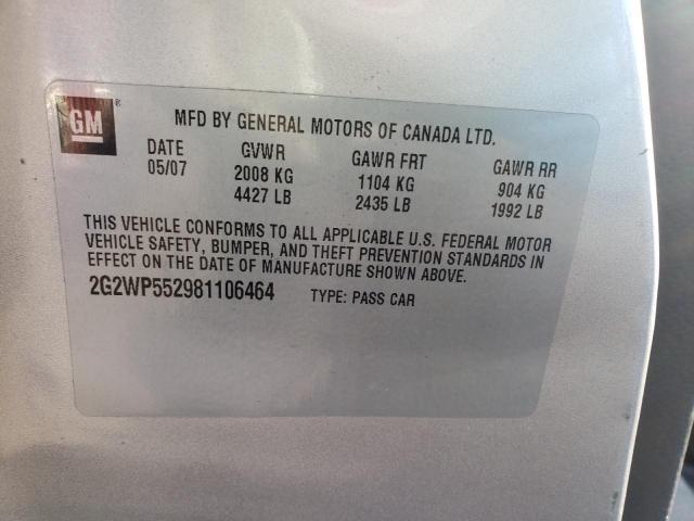 2G2WP522751205929 - 2005 PONTIAC GRAND PRIX SILVER photo 12