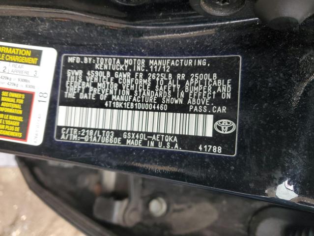 4T1BK1EB1DU004460 - 2013 TOYOTA AVALON BASE 黑色 照片 13