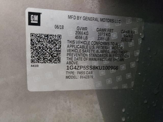 1G4ZP5SS8KU100966 - 2019 BUICK LACROSSE ESSENCE ნაცრისფერი ფოტო 12