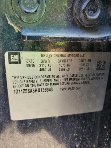 1G11Z5SA3HU138643 - 2017 CHEVROLET IMPALA LS BLUE photo 12