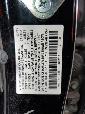 2HGFB2F51FH557573 - 2015 HONDA CIVIC LX BLACK photo 13