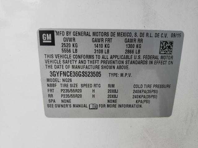 3GYFNCE36GS523505 - 2016 CADILLAC SRX PERFORMANCE COLLECTION Ақ фото 13