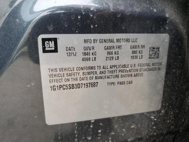 1G1PC5SB3D7197687 - 2013 CHEVROLET CRUZE LT GRAY photo 12