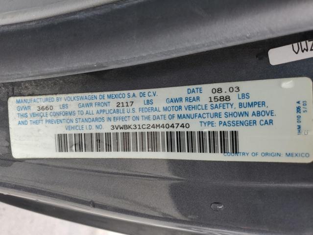 3VWBK31C24M404740 - 2004 VOLKSWAGEN NEW BEETLE GL 石墨色 照片 12