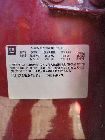 1G11C5SA5GF115918 - 2016 CHEVROLET MALIBU LIM LT 勃艮第红 照片 12
