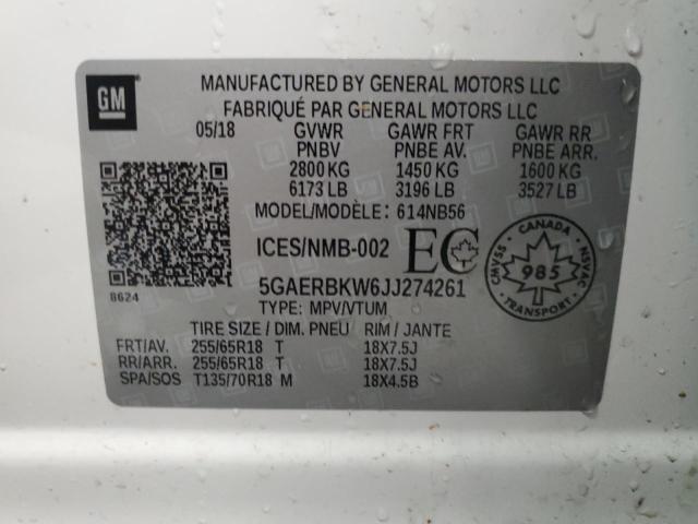 5GAERBKW6JJ274261 - 2018 BUICK ENCLAVE ESSENCE 白色 照片 13