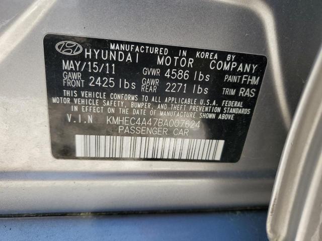 KMHEC4A47BA007624 - 2011 HYUNDAI SONATA HYBRID SILVER photo 12