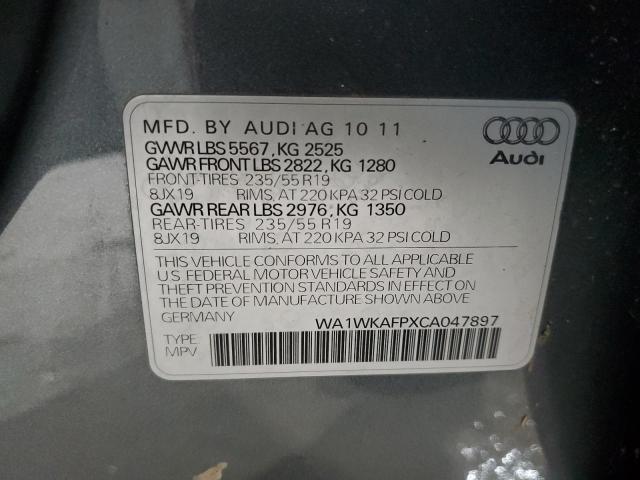 WA1WKAFPXCA047897 - 2012 AUDI Q5 PRESTIGE GRAY photo 13