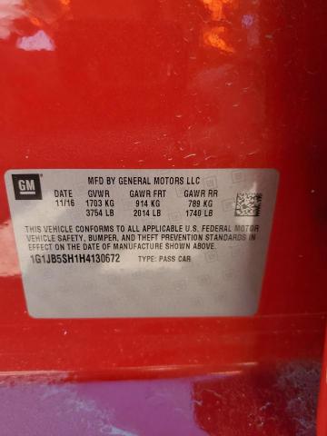 1G1JB5SH1H4130672 - 2017 CHEVROLET SONIC LS RED photo 12