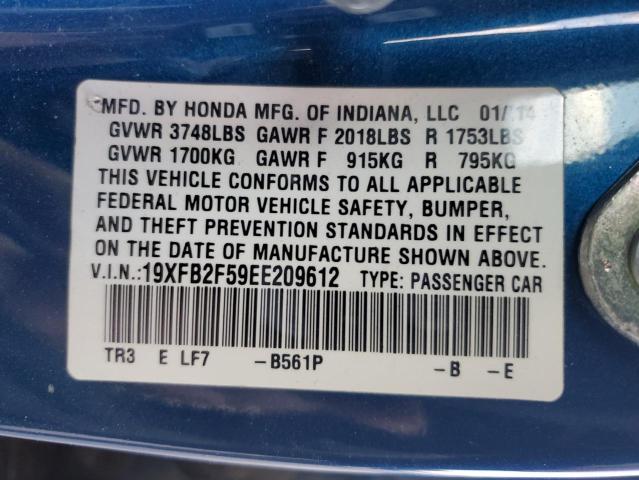 19XFB2F59EE209612 - 2014 HONDA CIVIC LX BLUE photo 13