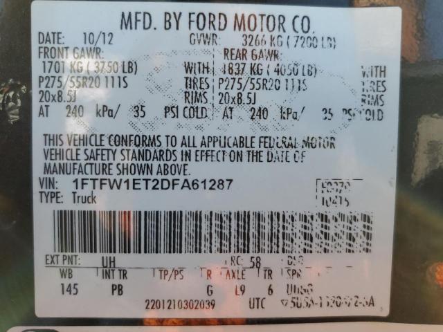 1FTFW1ET2DFA61287 - 2013 FORD F150 SUPERCREW BLACK photo 12