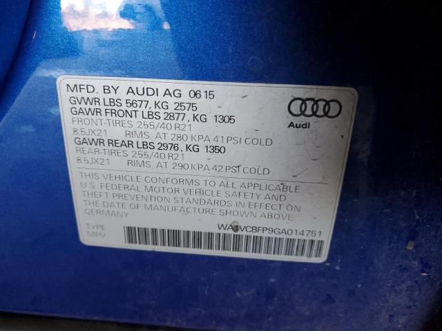 WA1VCBFP9GA014751 - 2016 AUDI SQ5 PRESTIGE BLUE photo 12