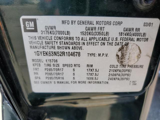 1GYEK63N52R104678 - 2002 CADILLAC ESCALADE LUXURY GREEN photo 13