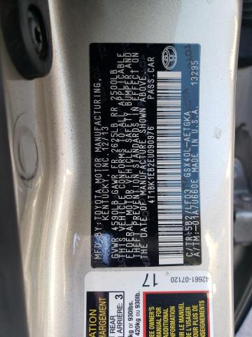 4T1BK1EB2EU090976 - 2014 TOYOTA AVALON BASE 银色 照片 12