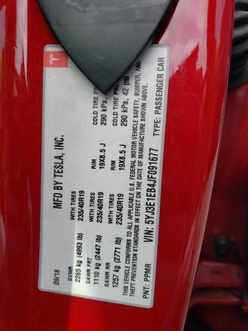 5YJ3E1EB4JF091677 - 2018 TESLA MODEL 3 RED photo 12