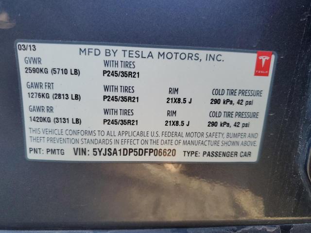 5YJSA1DP5DFP06620 - 2013 TESLA MODEL S GRAY photo 12