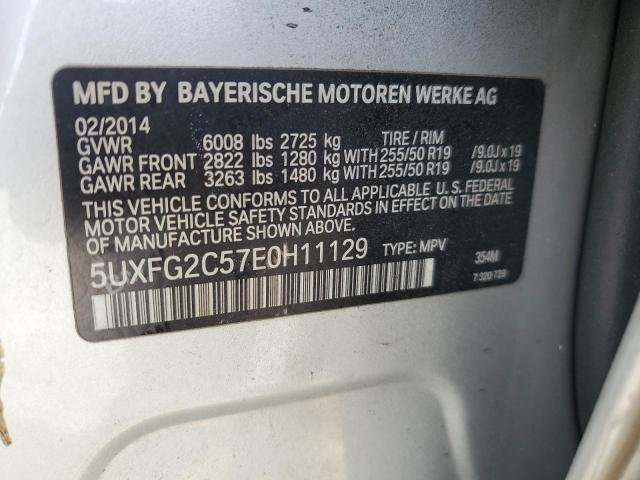 5UXFG2C57E0H11129 - 2014 BMW X6 XDRIVE35I SILVER photo 13