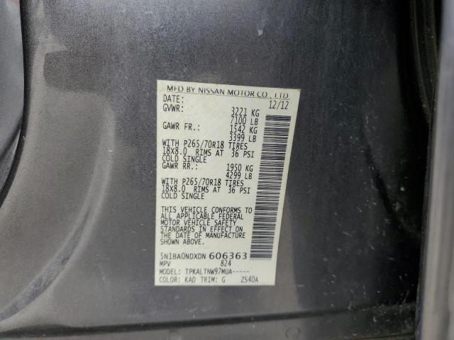 5N1BA0NDXDN606363 - 2013 NISSAN ARMADA SV GRAY photo 13