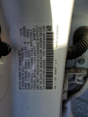 2HGFC2F86LH596808 - 2020 HONDA CIVIC SPORT 白色 照片 12