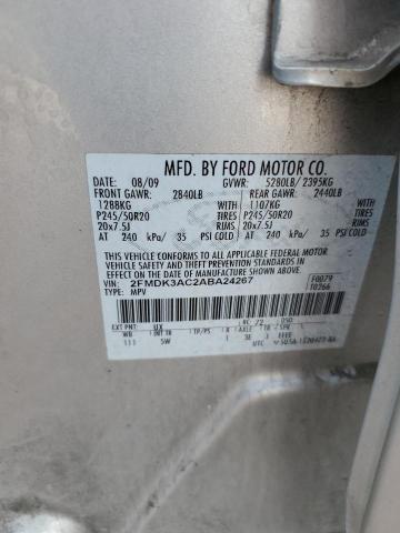 2FMDK3AC2ABA24267 - 2010 FORD EDGE SPORT SILVER photo 12