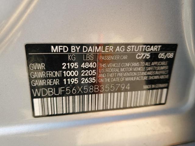 WDBUF56X58B355794 - 2008 MERCEDES-BENZ E 350 SILVER photo 12