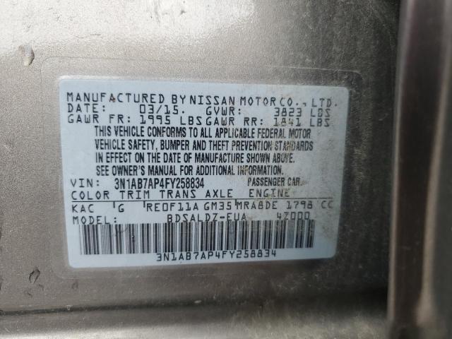 3N1AB7AP4FY258834 - 2015 NISSAN SENTRA S GRAY photo 12