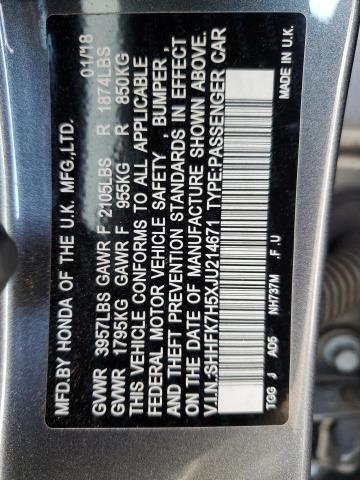 SHHFK7H5XJU214671 - 2018 HONDA CIVIC EX CHARCOAL photo 13