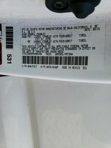 3TMCZ5AN4MM405498 - 2021 TOYOTA TACOMA DOUBLE CAB თეთრი ფოტო 12