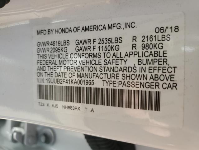 19UUB2F41KA001965 - 2019 ACURA TLX TECHNOLOGY თეთრი ფოტო 13