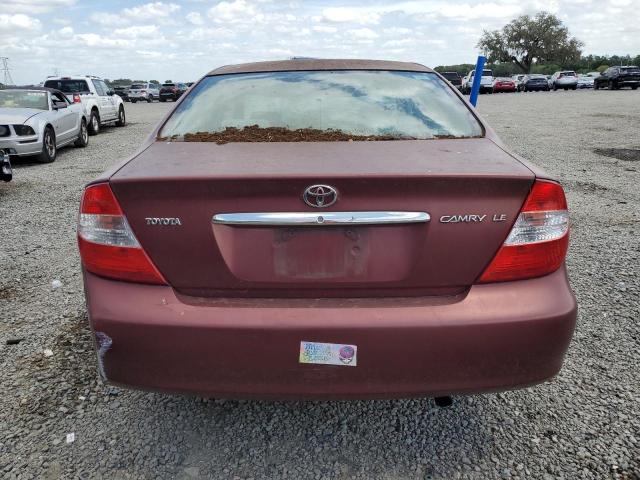 4T1BE32K12U070673 - 2002 TOYOTA CAMRY LE MAROON photo 6