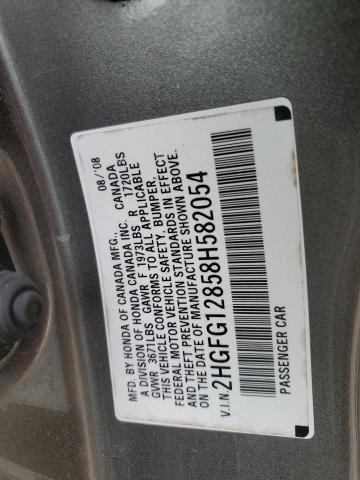 2HGFG12858H582054 - 2008 HONDA CIVIC EX GRAY photo 12