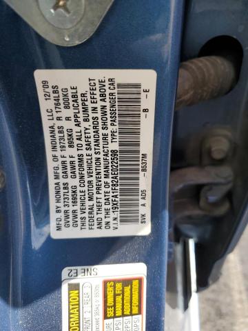 19XFA1F82AE022598 - 2010 HONDA CIVIC EX BLUE photo 12