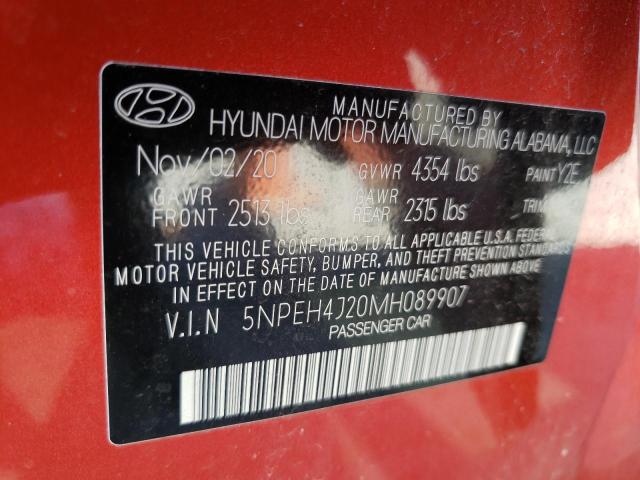 5NPEH4J20MH089907 - 2021 HYUNDAI SONATA LIMITED RED photo 12