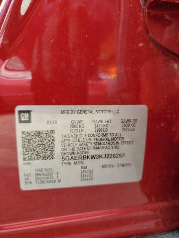 5GAERBKW3KJ228257 - 2019 BUICK ENCLAVE ESSENCE RED photo 13