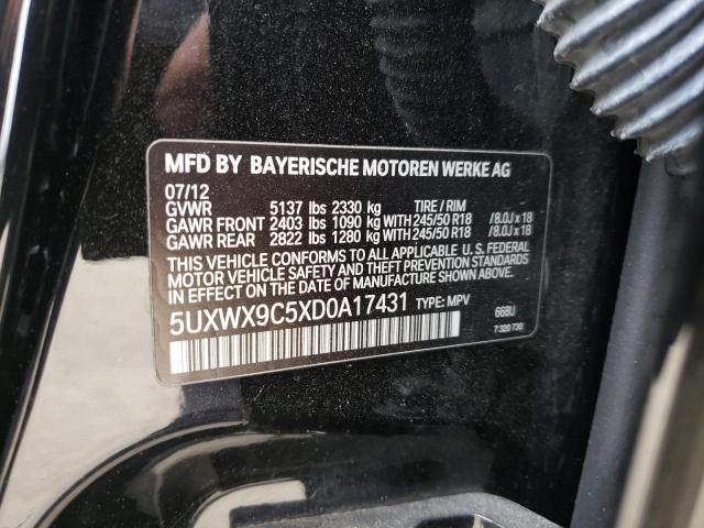 5UXWX9C5XD0A17431 - 2013 BMW X3 XDRIVE28I BLACK photo 13