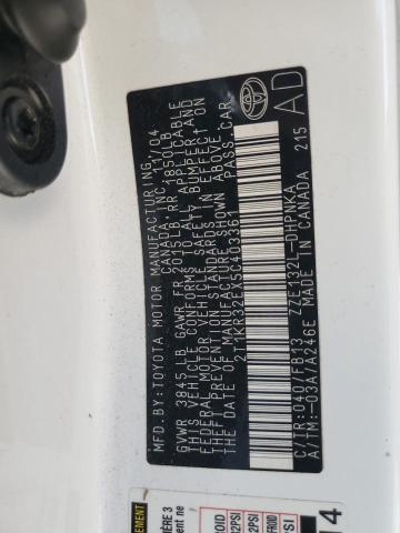 2T1KR32EX5C403361 - 2005 TOYOTA COROLLA MA XR WHITE photo 12