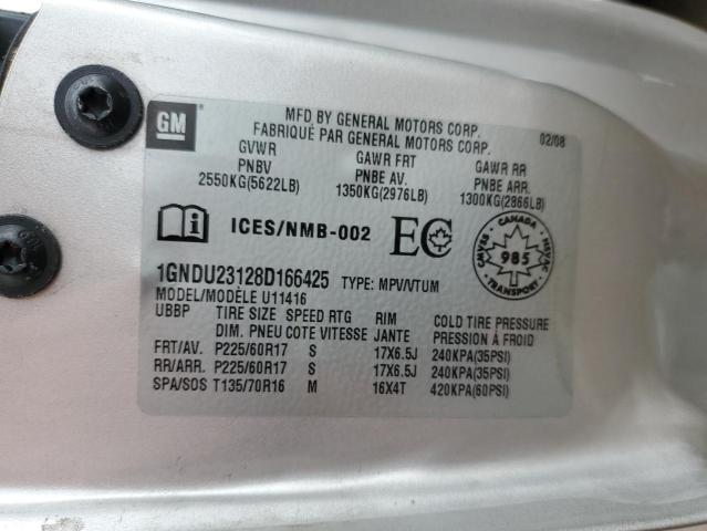 1GNDU23128D166425 - 2008 CHEVROLET UPLANDER LS SILVER photo 13