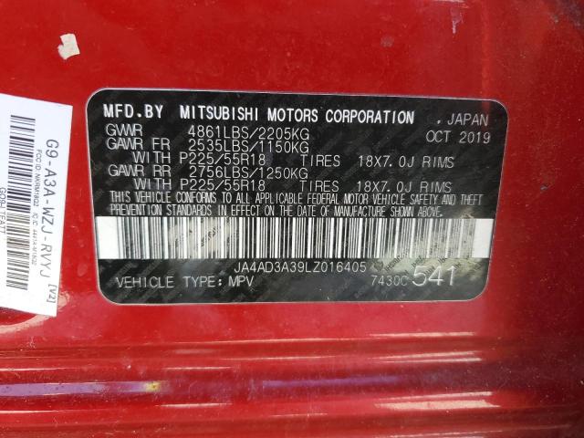 JA4AD3A39LZ016405 - 2020 MITSUBISHI OUTLANDER SE RED photo 13