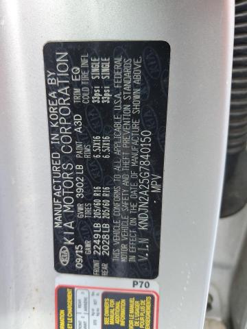 KNDJN2A25G7840150 - 2016 KIA SOUL SILVER photo 12