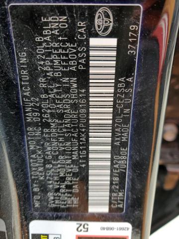 4T1G11AK4PU091614 - 2023 TOYOTA CAMRY SE NIGHT SHADE BLACK photo 12