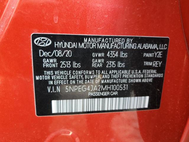 5NPEG4JA2MH100531 - 2021 HYUNDAI SONATA SE RED photo 12