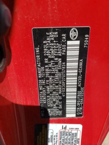 4T1CE30P27U757834 - 2007 TOYOTA CAMRY SOLA SE RED photo 12