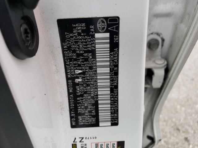 2T1KR32E28C718997 - 2008 TOYOTA COROLLA MA XR WHITE photo 13