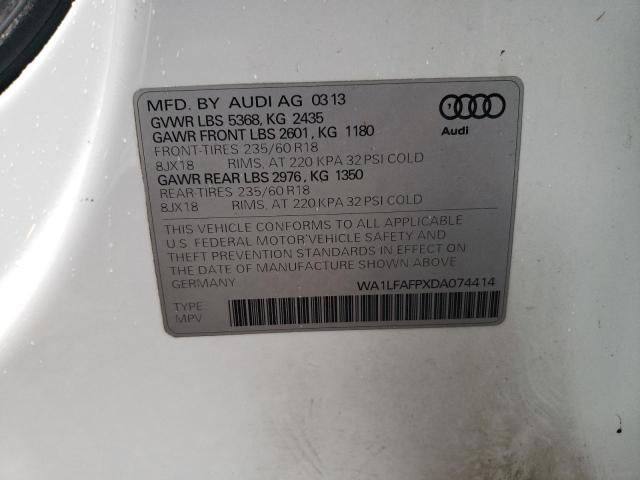 WA1LFAFPXDA074414 - 2013 AUDI Q5 PREMIUM PLUS WHITE photo 13